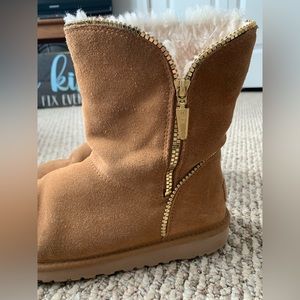 tan high gold embroidered ugg’s